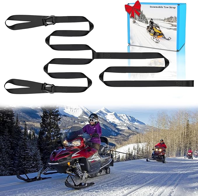 Botepon Snowmobile Tow Strap with Hook, 19ft Tow Rope, Quick Hook Up for Sled, Skidoo, ATV, Emergency Kit Accessory