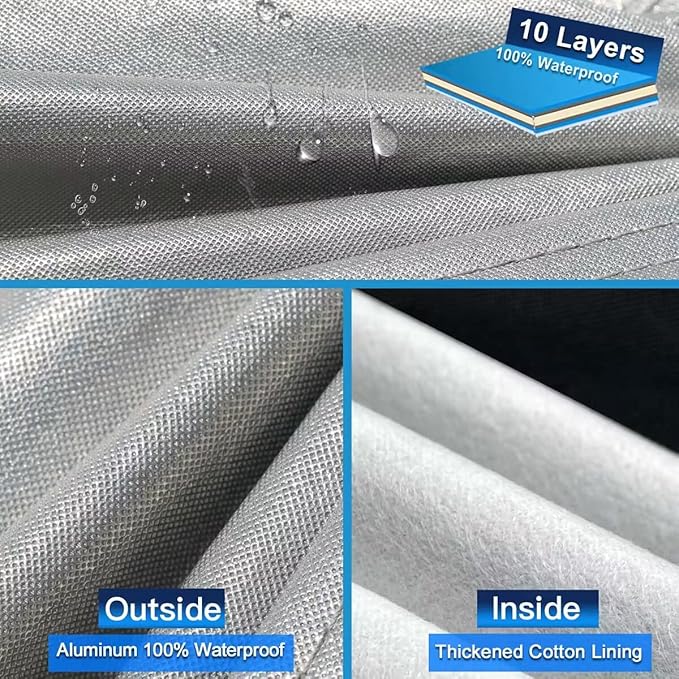 10 Layers Truck Cover Waterproof All Weather. Pickup Truck Cover Rain Snow UV Dust Protection. Length: 230-242 inches, Universal Fit for Ford F150 Chevy Silverado Dodge Ram 1500.