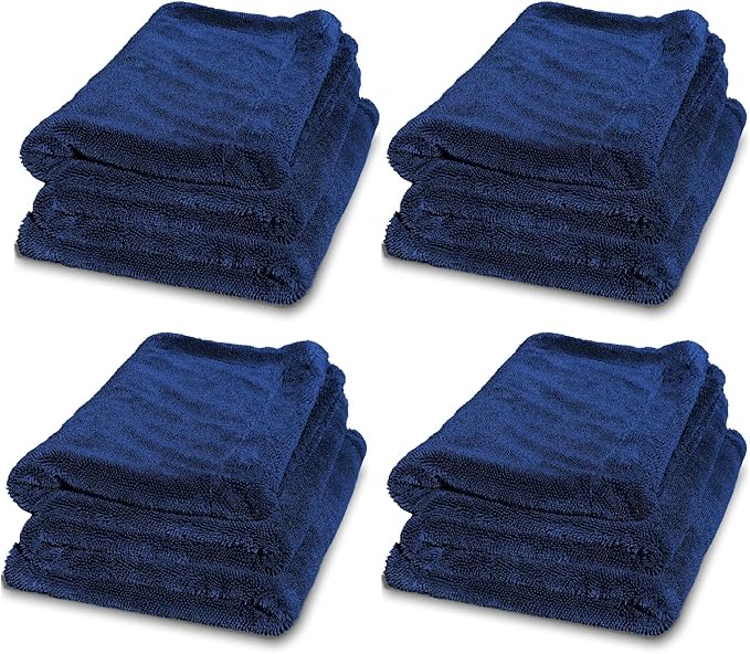 XL Car Drying Towel,1300 GSM Professional Car Towel with Double Twisted Loop, Car Drying Towels Extra Large Super Absorbent, Microfiber Drying Towels for Cars, Trucks - 40"x24", Navy 4-Pack