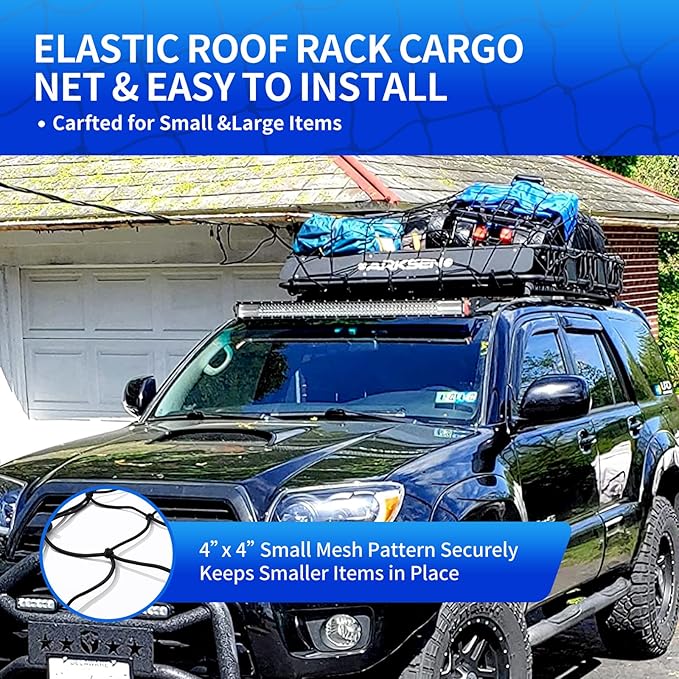 47"x 36" Cargo net Bungee Nets Stretches to 80"x 60",Small Truck Bed Cargo Net for Cars SUVs, for Frontier, Toyota Tacoma Short Bed Cargo Netting, Colorado & Subaru Accessories