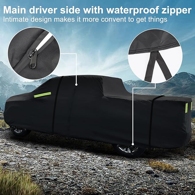for Silverado 2500 3500 HD Crew cab Short Bed 6.6ft Truck Cover, Light Shell Outdoor Car Covers with Zipper Windproof Heavy Duty Protection for 2000-2022 Chevy Silverado 2500 è0HD (UP to 250''L)