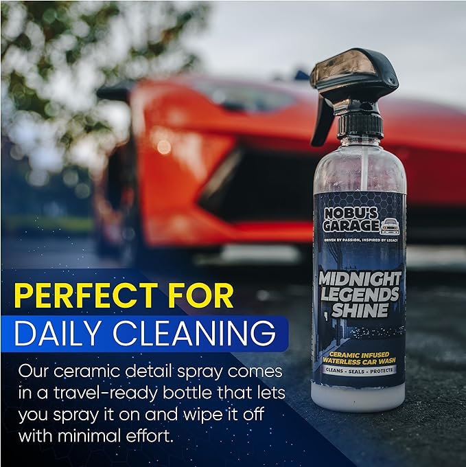 Nobu’s Garage Ceramic Car Detail Spray for Professional Auto Detailing, 16 oz Bottle, Quick Spray-On Detailer and Maintenance Coating, Waterless Wash for Paint, Glass, Chrome, and Plastic (16, Liquid)