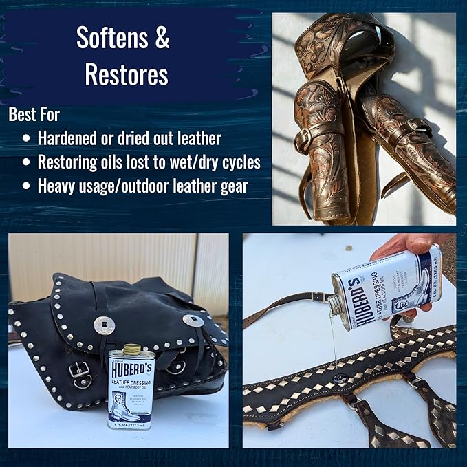 Huberd’s Leather Dressing with Neatsfoot Oil - Leather Conditioner and Softener for Boots, Shoes & Leather Gear. Breaks in New Leather & Softens Old Leather.