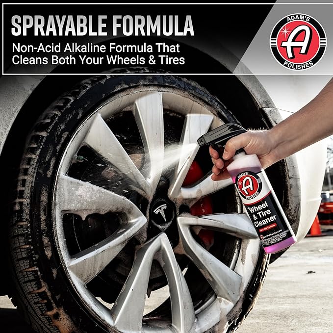 Adam's Polishes Wheel & Tire Cleaner 16oz - Professional All in One Car Wash Wheel Well Cleaning Spray for Car Detailing | Safe On Most Rim Finishes