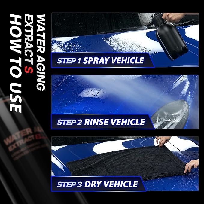 Water Aging Extract S Super Easy Spray On Rinse-Off Ceramic Coating, Touchless Hydrophobic Sealant for Deep Gloss & High Gloss Solutions for Car Wheels and Glass 17.6oz