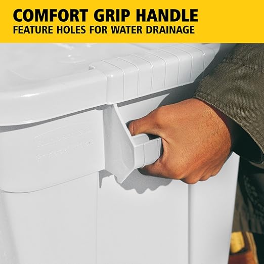 Rubbermaid Commercial Products BRUTE Tote Storage Bin with Lid, 20-Gallon, White, Rugged/Reusable Boxes for Garage/Moving/Camping/Basement Storage/Kitchen/Warehouse/Outdoor, Pack of 6