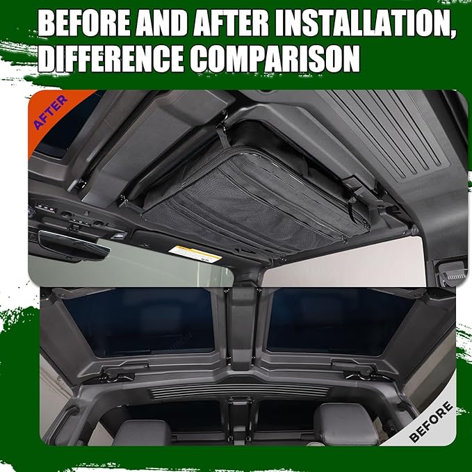 Roof Storage Bags Compatible with Hummer EV Accessories 2022-2026 SUV/SUT Overhead Storage Bag Organizer Cargo with Hardtop Suction Fixing Waterproof Can Foldable Sunshade