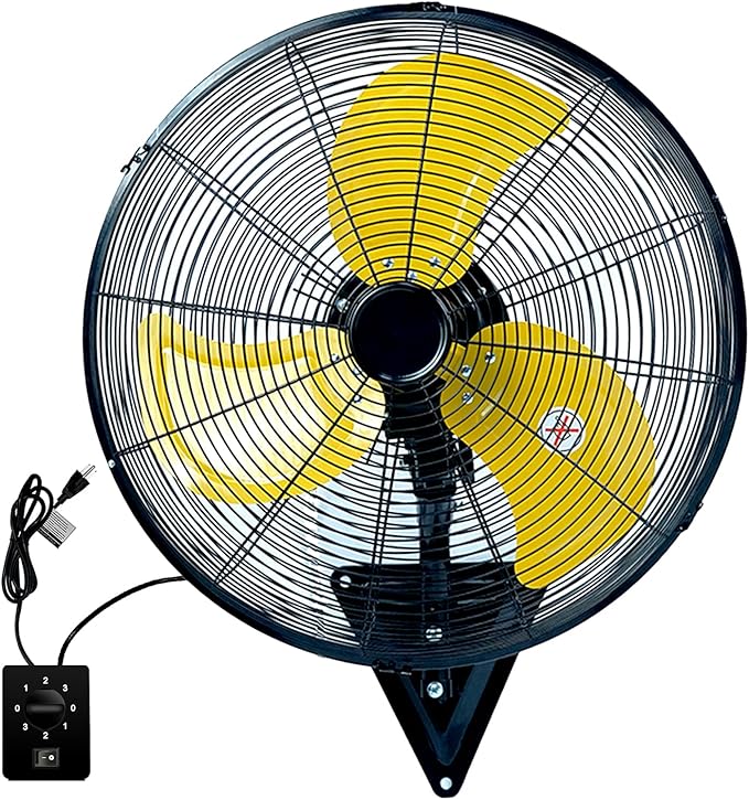 Bestronair 20 in Wall Mount Fan Oscillating Wall Fan with 3 Speed High Velocity Wall Mounted Fans Heavy Duty for Garage, Patio, Industrial, Shop, Commercial Indoor Outdoor Metal Fans, Yellow