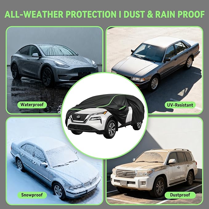 Car Cover for Chevrolet Equinox, SUV Size, 420D Oxford Fabric, Waterproof Windproof Sunproof Car Covers, Durable All Weather Protection, Anti-UV Outdoor Full Car Cover