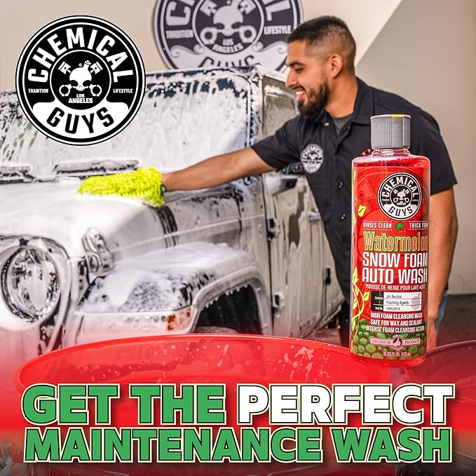 Chemical Guys Car Wash Soap for Foam Cannon or Bucket, Watermelon Snow Foam Car Wash Soap for Trucks, Motorcycles, RVs & More, Super Suds, Watermelon Scent - 128 oz (1 Gallon)