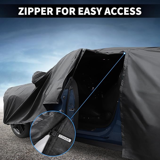 X AUTOHAUX Car Cover Outdoor Waterproof Sun Rain Snow Hail Protection with Left Side Door Zipper 210D-PU for Kia Sorento