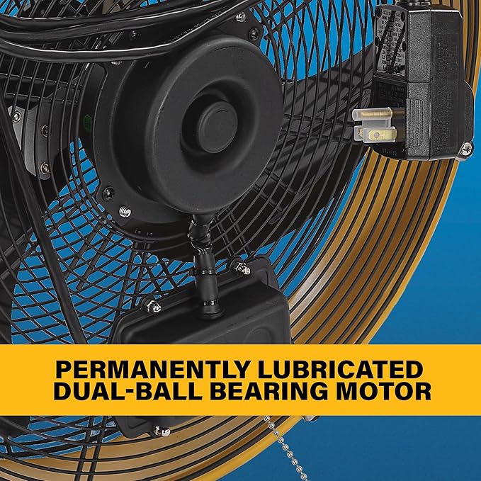 Caterpillar® fan (HVOD-18S-NG) 18"-Blade Indoor/Outdoor IPX4 Weatherproof High-Velocity Wall Mounted Shroud Fan, 4,000 CFM, 3-Speed - For Industrial, Commercial, & Residential Use, cETL Certified