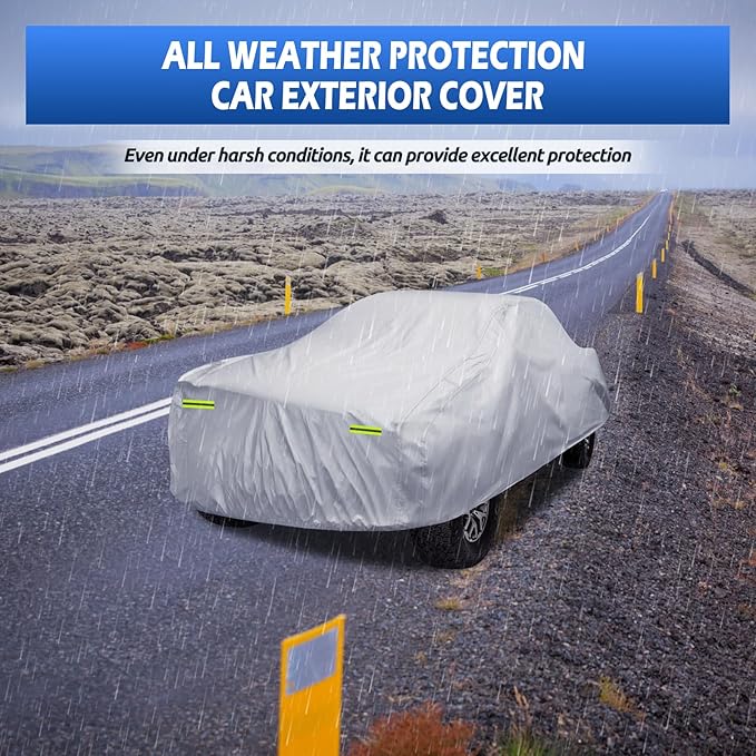 Truck Cover Waterproof All Weather, 6 Layers Pickup Cover Fit for Ford F150, Chevrolet Silverado, Gmc Sierra, Ram 1500, Tundra (T3 Fit Truck Length Up to 240 inch), Silver
