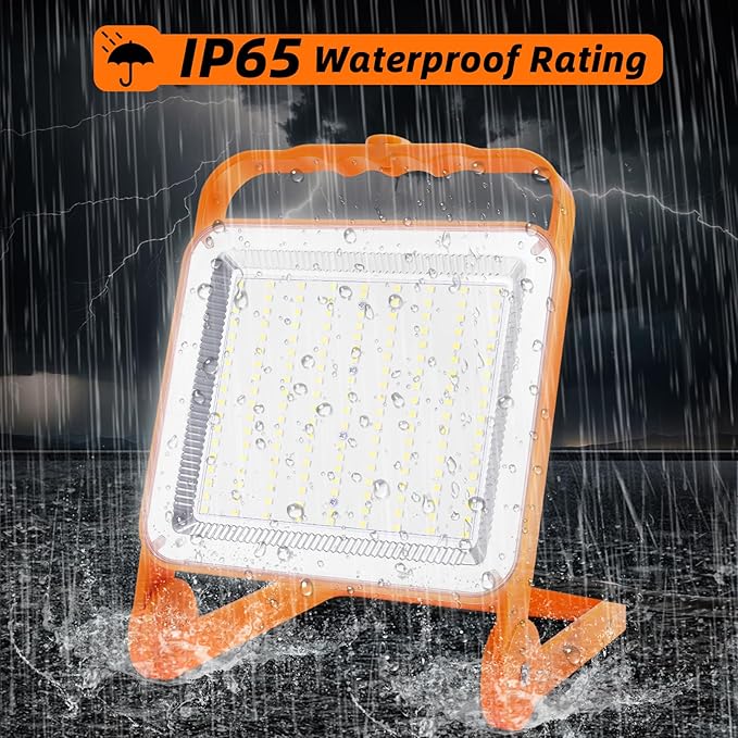 2-Pack 50W Super Bright LED Work Light - 8,000LM (500W Equivalent), IP65 Waterproof, 10ft Heavy Duty Cord, 5000K Daylight, Adjustable Flood Lights for Workshop, Garage, Construction Site