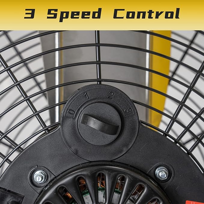 HiCFM 24" Industrial Drum Fan 8800 CFM High Velocity 3-Speed Heavy Duty Metal Air Circulator with Casters Handle for Basement Warehouse Factory workshops