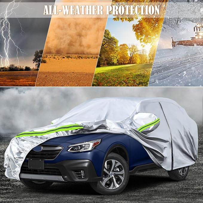 Waterproof Car Covers Replace for 2004-2025 Subaru Outback, 6 Layers All Weather Custom-fit Car Cover with Zipper Door & Windproof Bands for Snow Rain Dust Hail Protection (Outback)