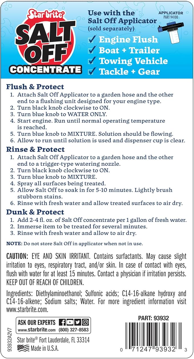 STAR BRITE Salt Off Concentrate - Ultimate Salt Remover Wash & Marine Engine Flush for Boats, Vehicles, Trailers, and More - 32 OZ (093932)
