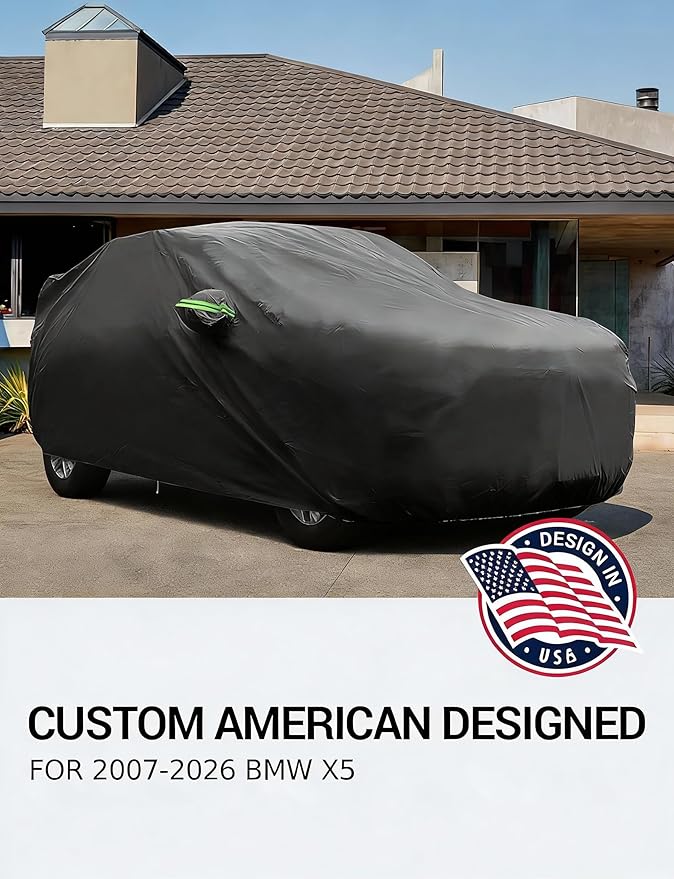 Proadsy Car Cover for BMW X5 2007-2025 2026, 6 Layers Waterproof All Weather for Automobiles, Windproof Snowproof Rain Hail Sun UV Protection Full Outdoor Indoor Exterior Car Covers, Black