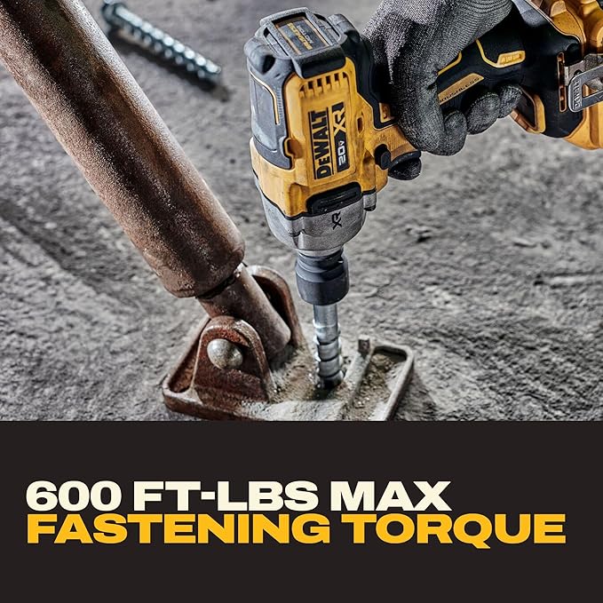 DEWALT Impact Wrench 1/2, 20V MAX XR Brushless Cordless Impact Gun With Hog Ring Anvil Kit, Includes 4 Ah Battery and Charger, Mid-Torque (DCF891QQ1)