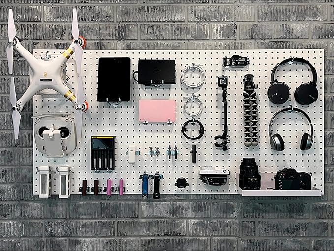 Triton Products High Density Fiberboard Pegboards with Mounting Hardware, 24" x 42" x 1/4", White (Set of 2)