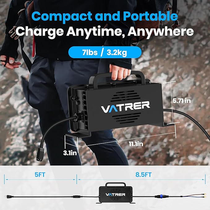 58.4V 20A AC-DC Smart Charger LiFePO4 Lithium Battery Charger for 48V (51.2V) Golf Cart LiFePO4 Battery, Wall Mounted/48V Solar/Home Energy Storage Battery, etc