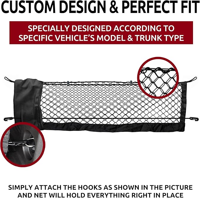 Envelope Style Trunk Mesh Cargo Net for GMC Yukon SLE SLT AT4 Denali 2021-2026 - Car Accessories - Premium Trunk Organizers and Storage - Cargo Net for SUV - Vehicle Carrier Organizer for GMC Yukon