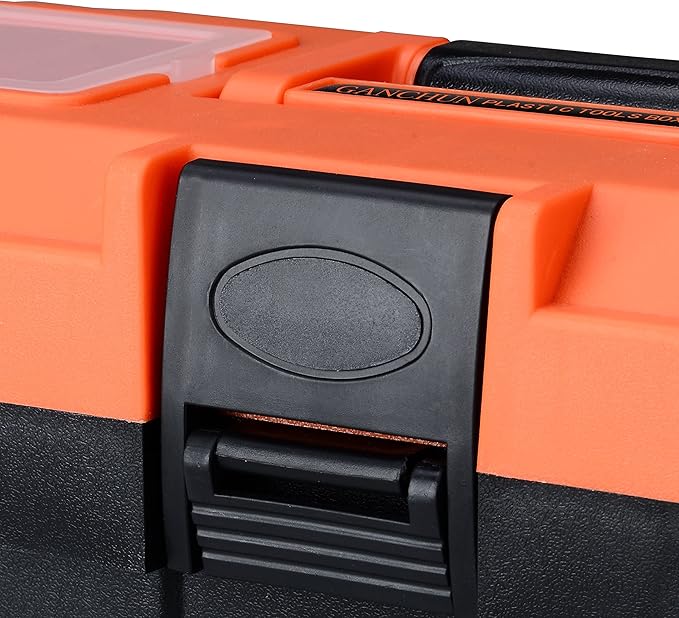 Plastic Tool Box, 14 -inch Portable Tool Box Plastic Toolbox with Removable Tool Tray and Detachable Tool Kit For Craft Storage, Household