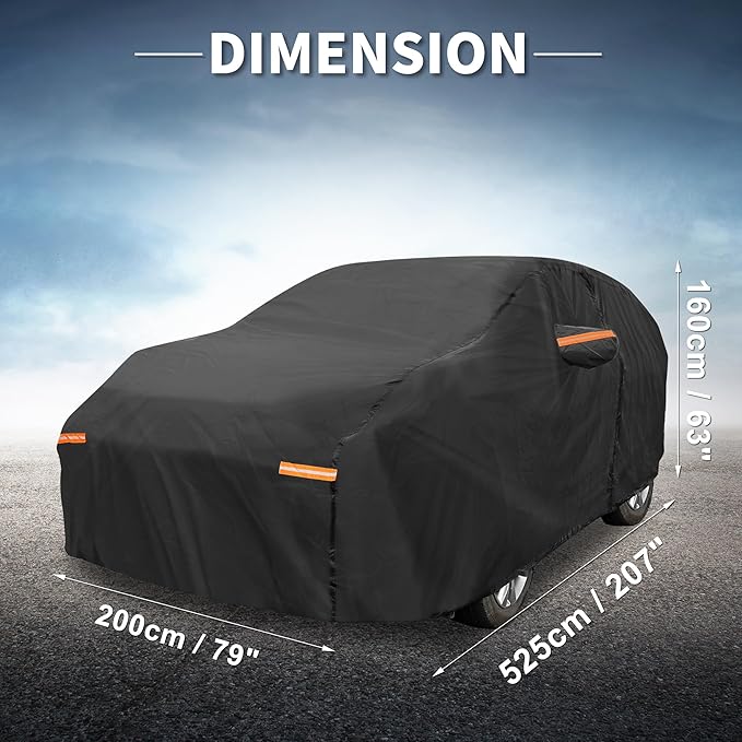 X AUTOHAUX Car Cover for Toyota Sienna 210D-PU Outdoor Full Car Cover All Weather with Door Zipper for Waterproof Windproof Sun Rain Snow Protection