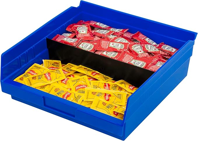 Akro-Mils 30170 Plastic Shelf Bins, Heavy Duty Storage Bins for Garage, Closet, and Drawer Organization, 12-Inch x 11-Inch x 4-Inch, Blue, 12-Pack