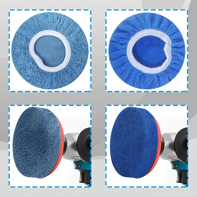 Buffing Bonnets Kit - 12pcs Polishing Bonnets for 9-10 Inch Orbital Buffer Polisher