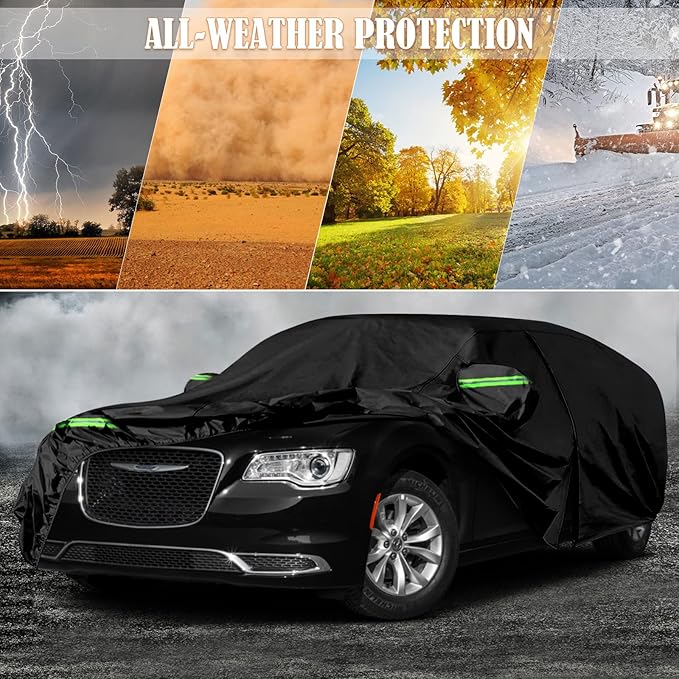 Waterproof Car Cover Compatible with Chrysler 300 300C 2011-2025, 210T All Weather Car Covers with Inner Cotton for Dust Snow Rain Protection