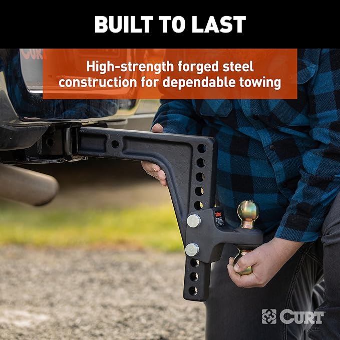 CURT 45939 HD Deep-Drop Adjustable Trailer Hitch Ball Mount with Dual Ball, 2-1/2" Shank, Up to 20,000 lbs