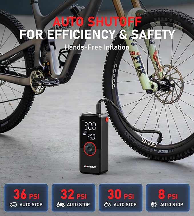 Tire Inflator Portable Air Compressor, 3X Fast Inflate Cordless Air Pump for Car Tires with LED Light, 150PSI Portable Electric Pump with Digital Pressure Gauge, for Bike Motorcycle Car Ball