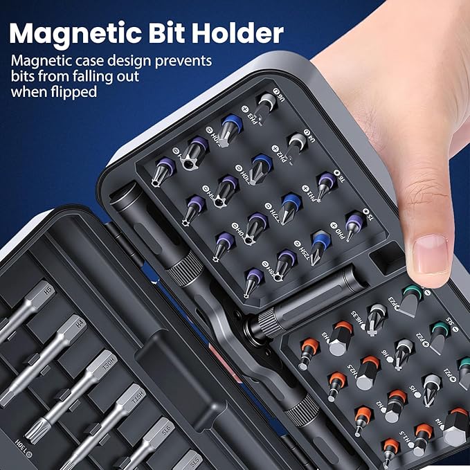 Ratcheting Screwdriver Set, 42PCS Magnetic Multi-Bit Driver with 6.2° Ratcheting Gear, T-Handle & Magnetic Booster, Extended Lever Handle, 40 S2 Steel Bits with Portable Case for Home Repair & DIY