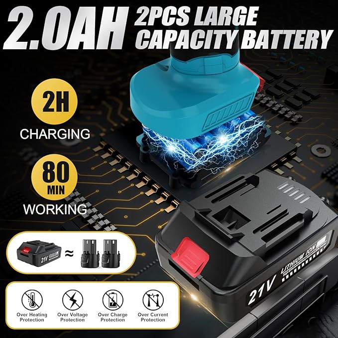 Cordless Car Buffer Polisher, 6 In Mini Buffer Polisher Kit with 2 Pack 21V Rechargeable Batteries,8 Variable Speed 5500RPM Orbital Polisher for Car Boat Detailing, Polishing,Scratch Removing