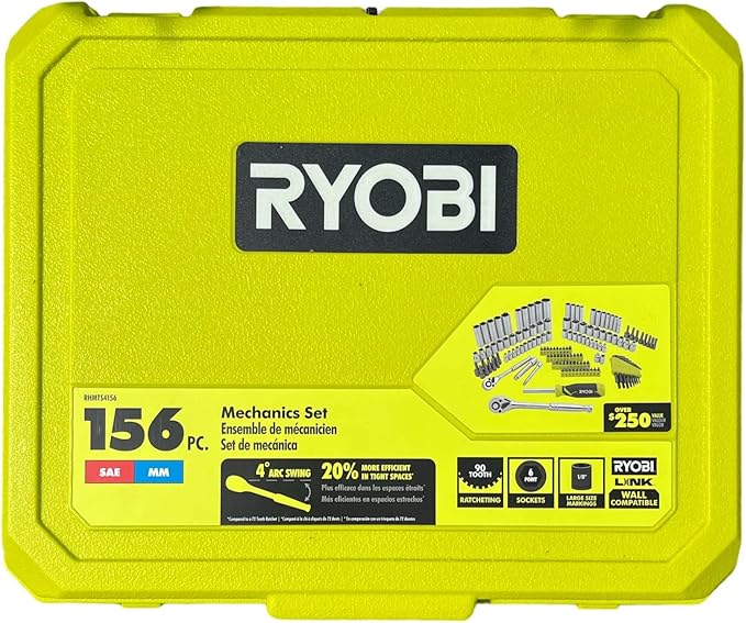 RYOBI 156 PC Mechanics Set Socket Set SAE & Metric LINK Compatible