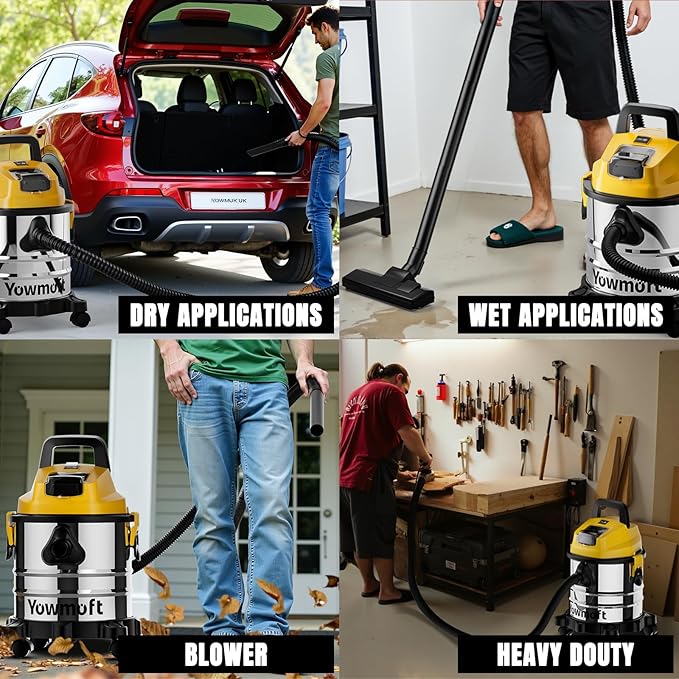 4 Gallon Cordless Shop Vac Compatible with Dewalt 20V Battery, Cordless Shop Vacuum Wet and Dry with 16 Kpa Strong Suction & Blower, Battery Powered Shop Vac for Car, Home and Garage (with Bat)