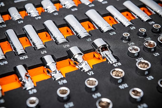 GEARWRENCH 68 Piece 1/4” Drive Master SAE Socket Set in Foam Storage Tray - GWMSSKT14SAE