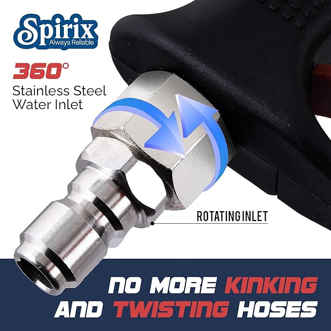 SPIRIX Stubby Pressure Washer Gun - 4000 PSI Short Power Washer Gun with 360° Swivel, 3/8" Quick Connect, Heavy Duty Spray Handle for Foam Cannon Car Wash Detailing
