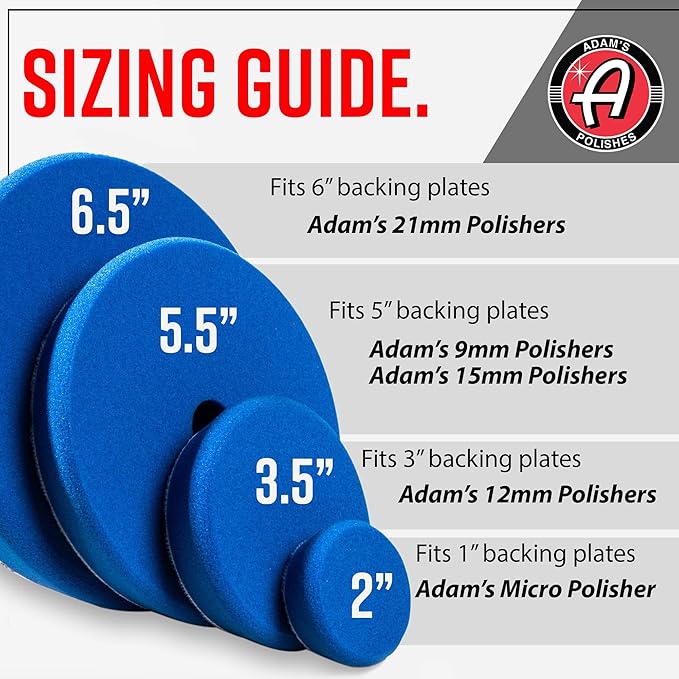 Adam's Polishes Premium Polisher Pads Bundle - Expertly Designed to Make Polishing and Paint Correction Easier and Quicker - Color Coded to Match with Recommended Polishes (6.5" Pads Bundle)
