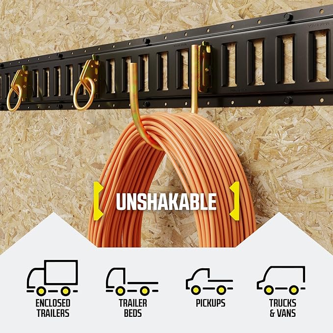 DC Cargo - E Track J Hooks (4.5" - 2 Pack) - Large Heavy Duty ETrack Accessories - Hanging Hooks for Your Rail System - Use in Enclosed Trailers, Box Trucks, Vans, Garage, Workshop & Warehous