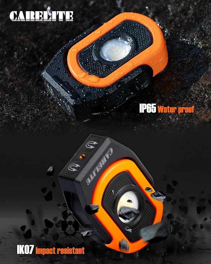 Magnetic Work Light – 780 Lumen Compact Pocket Light, Rechargeable 3000mAh, 360° Pivot, Durable & Portable for Mechanics & Jobsites (Orange, 2-Pack)