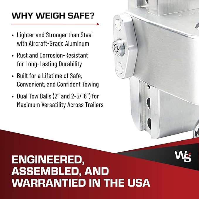 Weigh Safe CTB10-2.5-KA Drop Hitch Receiver: 2.5 Inches Adjustable