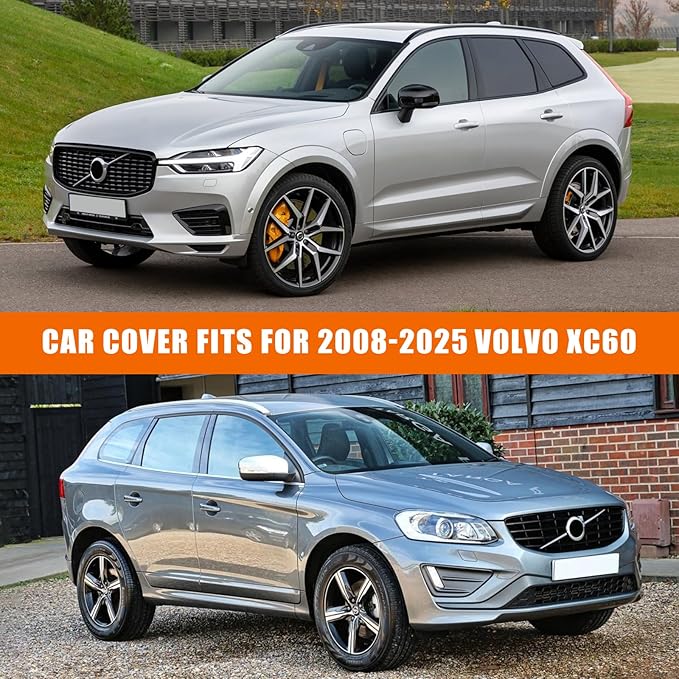 Waterproof Car Covers Replace for 2008-2025 Volvo XC60, 6 Layers All Weather Custom-fit Car Cover with Zipper Door & Windproof Bands for Snow Rain Dust Hail Protection (XC60)