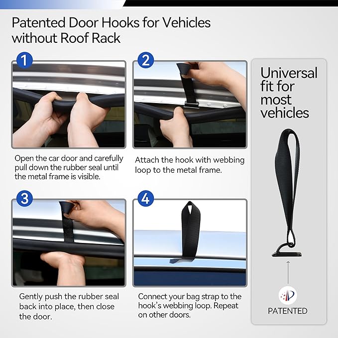MARCHWAY Waterproof Car Roof Luggage Bag, Weatherproof Soft Shell Rooftop Cargo Carrier Bag for Vehicles with or Without Rack. 6 Door Hooks, Anti Slip Mat, Lock Included (21 Cubic Feet, Blue)