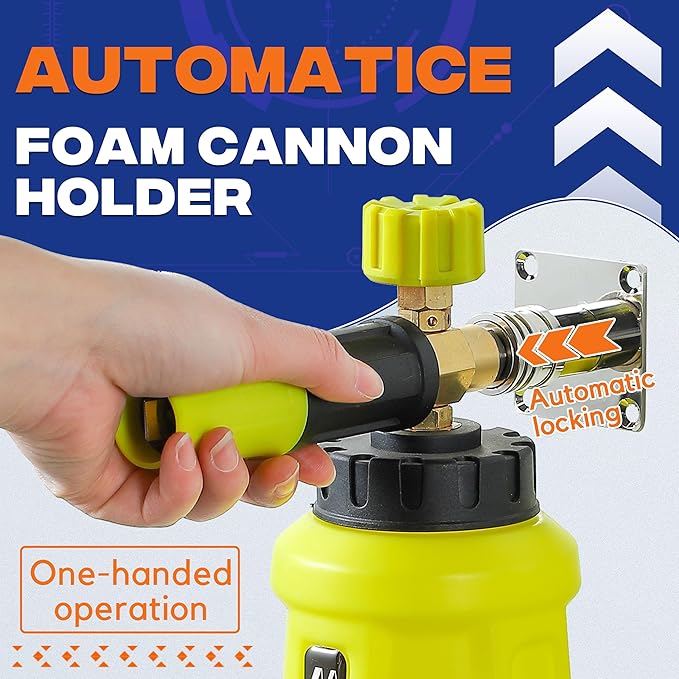 M MINGLE Automatic Foam Cannon Holder, Foam Cannon Wall Mount with 1/4" Quick Connect - 2 Pack