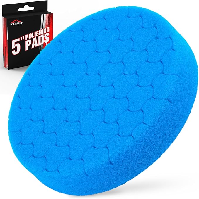 Blue Polish Pad, Buffing Polishing Pads, 1Pc 5.5 Inch Face for 5 Inch 125mm Backing Plate Compound Buffing Sponge Pads for Car Buffer Polisher Compounding, Polishing and Waxing