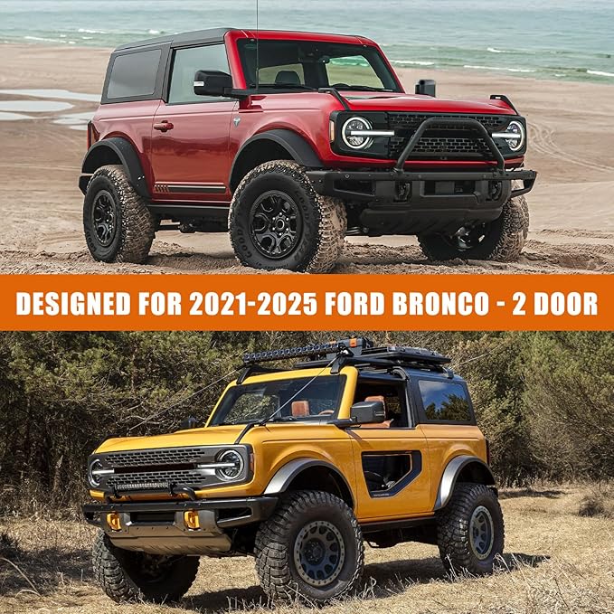 Waterproof Car Covers Replace for 2021-2025 Ford Bronco 2 Door, 6 Layers Silver All Weather Car Cover with Zipper Door & Windproof Bands for Snow Rain Dust Hail Protection