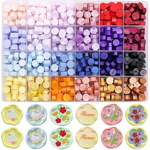 Metallic Assorted Color Wax Seal Beads - 600 Pcs, 24 Galaxy Colors for Wax Seals, Envelope, Wedding Invitation & Wine Bottle