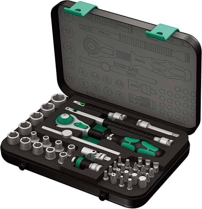 Wera 42-Piece 1/4" Metric Ratchet Set, KRAFTFORM MICRO 12-Piece Screwdriver Set Bundle